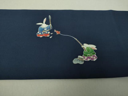 平和屋着物●塩瀬　九寸名古屋帯　七福神　兎　宝尽くし　金彩　正絹　逸品　DAAV6314ps