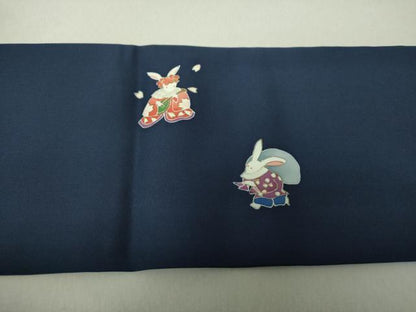 平和屋着物●塩瀬　九寸名古屋帯　七福神　兎　宝尽くし　金彩　正絹　逸品　DAAV6314ps