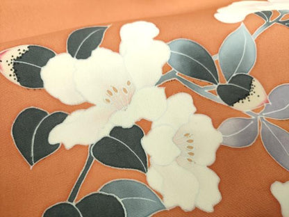 平和屋着物●塩瀬　九寸名古屋帯　友禅　枝花文　正絹　逸品　DAAV6316ps