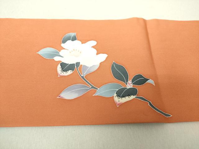 平和屋着物●塩瀬　九寸名古屋帯　友禅　枝花文　正絹　逸品　DAAV6316ps