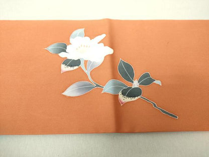 平和屋着物●塩瀬　九寸名古屋帯　友禅　枝花文　正絹　逸品　DAAV6316ps