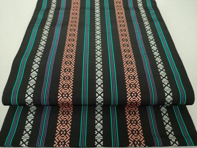 平和屋着物●本場筑前博多織 八寸名古屋帯 献上 黒地 正絹 逸品 DAAV6320ps