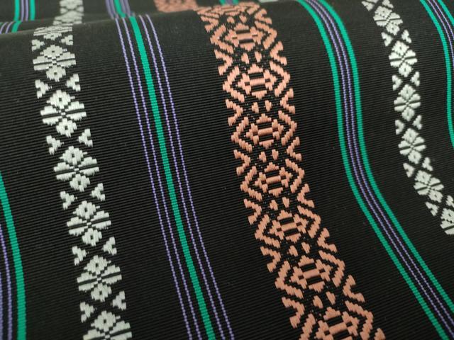 平和屋着物●本場筑前博多織 八寸名古屋帯 献上 黒地 正絹 逸品 DAAV6320ps