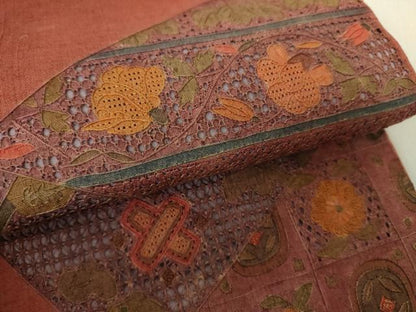平和屋着物●中国三大刺繍　スワトウ相良刺繍　汕頭相良刺繍　総刺繍　九寸名古屋帯　紬地　花鳥文　正絹　逸品　DAAV6324ps