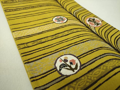 平和屋着物●六通柄袋帯　唐織　花丸文　正絹　逸品　DAAV6335ps