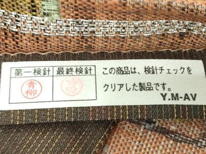 平和屋着物●六通柄袋帯 唐織 紬地 格子花文 金糸 正絹 逸品 未使用 DAAV6338ps