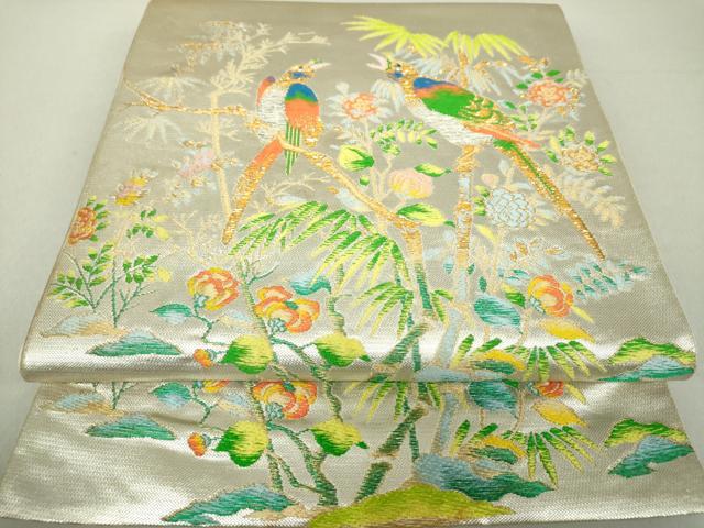 平和屋着物●六通柄 本袋帯 花鳥文九谷 金銀糸 正絹 逸品 DAAV6352ps