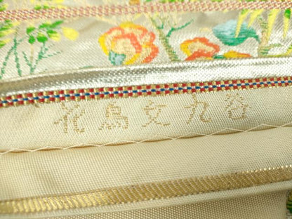 平和屋着物●六通柄 本袋帯 花鳥文九谷 金銀糸 正絹 逸品 DAAV6352ps