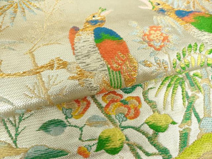 平和屋着物●六通柄 本袋帯 花鳥文九谷 金銀糸 正絹 逸品 DAAV6352ps