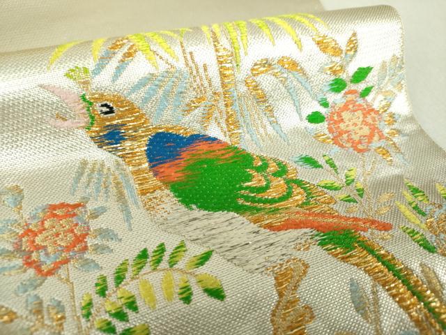 平和屋着物●六通柄 本袋帯 花鳥文九谷 金銀糸 正絹 逸品 DAAV6352ps