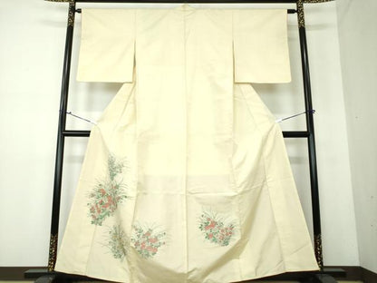 平和屋着物●京の名門・菱屋六右ェ門 紬 色留訪問着 草花文 正絹 逸品 DAAV6394ps
