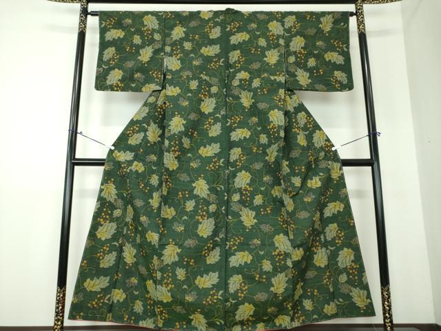 平和屋着物●上質な紬　葡萄唐草　正絹　逸品　未使用　DAAV6395ps