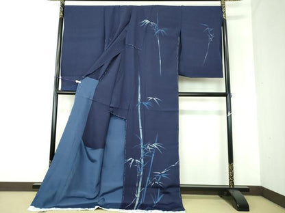 平和屋着物●藍染工房・こんや 全国阿波藍染染織作家協会会員 松本輝夫 訪問着 天然灰汁醗酵建 手描 仮絵羽 正絹 逸品 未使用 DAAV6405ps