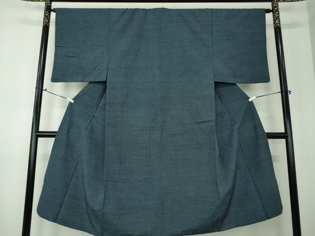 平和屋着物●男性 六條 ゆきやま紬 アンサンブル 濃鉄御納戸色 証紙付き 正絹 逸品 DAAV6408ps