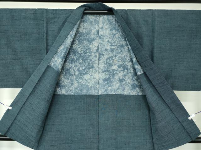 平和屋着物●男性 六條 ゆきやま紬 アンサンブル 濃鉄御納戸色 証紙付き 正絹 逸品 DAAV6408ps