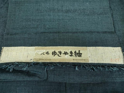 平和屋着物●男性 六條 ゆきやま紬 アンサンブル 濃鉄御納戸色 証紙付き 正絹 逸品 DAAV6408ps