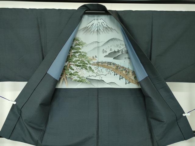 平和屋着物●男性　紬　アンサンブル　80亀甲　総詰め　正絹　逸品　DAAV6410ps