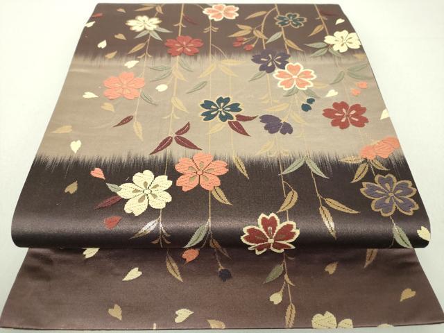 平和屋着物●六通柄京袋帯 唐織 枝垂れ桜 金糸 正絹 逸品 DAAV6423ps