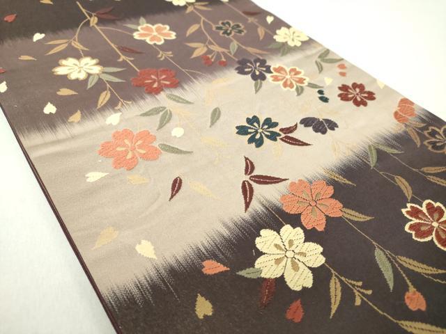 平和屋着物●六通柄京袋帯 唐織 枝垂れ桜 金糸 正絹 逸品 DAAV6423ps