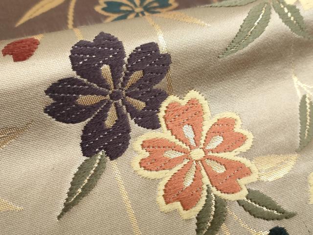 平和屋着物●六通柄京袋帯 唐織 枝垂れ桜 金糸 正絹 逸品 DAAV6423ps