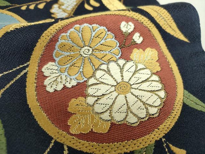 平和屋着物●太鼓柄袋帯 唐織 鹿の子花丸文 金糸 正絹 逸品 DAAV6431ps