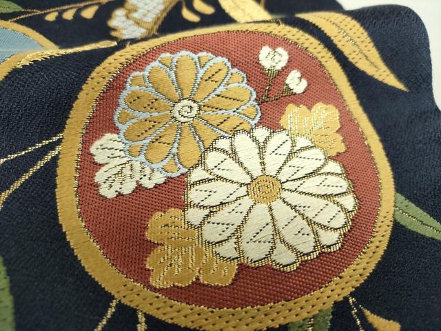 平和屋着物●太鼓柄袋帯 唐織 鹿の子花丸文 金糸 正絹 逸品 DAAV6431ps