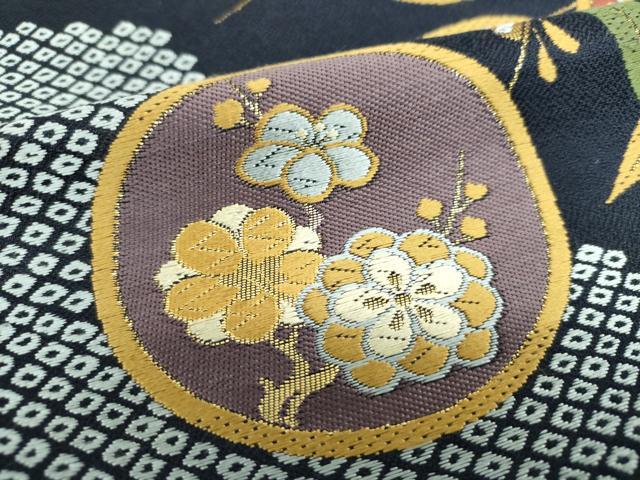 平和屋着物●太鼓柄袋帯 唐織 鹿の子花丸文 金糸 正絹 逸品 DAAV6431ps