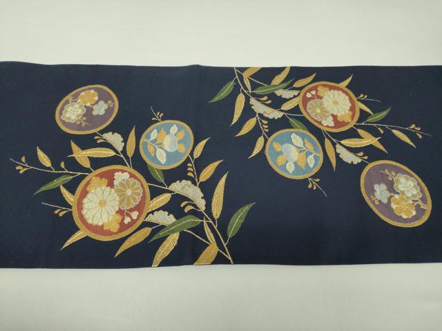 平和屋着物●太鼓柄袋帯 唐織 鹿の子花丸文 金糸 正絹 逸品 DAAV6431ps