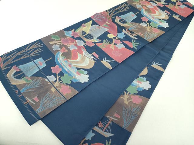 平和屋着物●六通柄袋帯　南蛮船　枝花文　金糸　正絹　逸品　DAAV6432ps