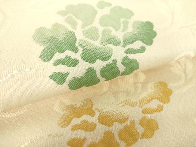 平和屋着物●九寸名古屋帯　牡丹唐草　ラメ糸　正絹　逸品　DAAV6454ps