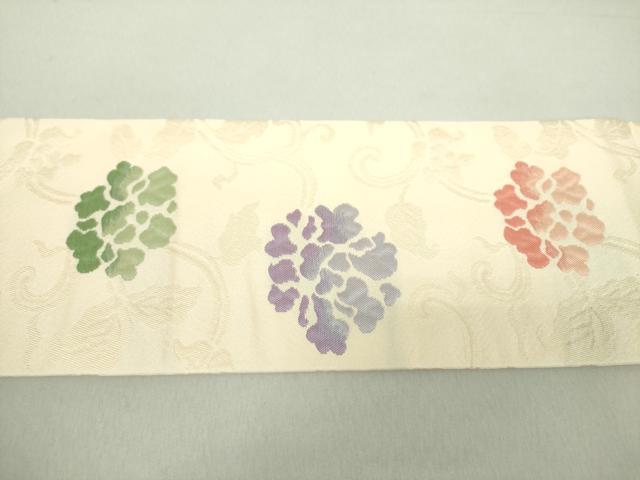 平和屋着物●九寸名古屋帯　牡丹唐草　ラメ糸　正絹　逸品　DAAV6454ps