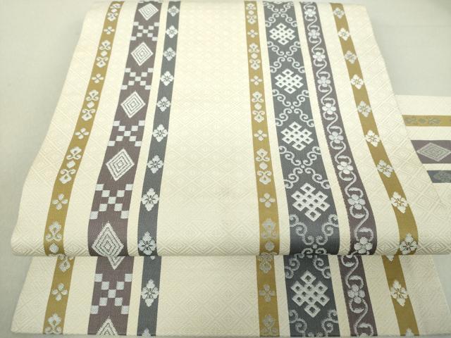 平和屋着物●九寸名古屋帯 花菱間道 正絹 逸品 未使用 DAAV6459ps