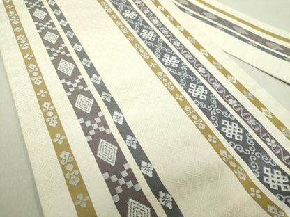 平和屋着物●九寸名古屋帯 花菱間道 正絹 逸品 未使用 DAAV6459ps