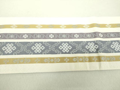 平和屋着物●九寸名古屋帯 花菱間道 正絹 逸品 未使用 DAAV6459ps