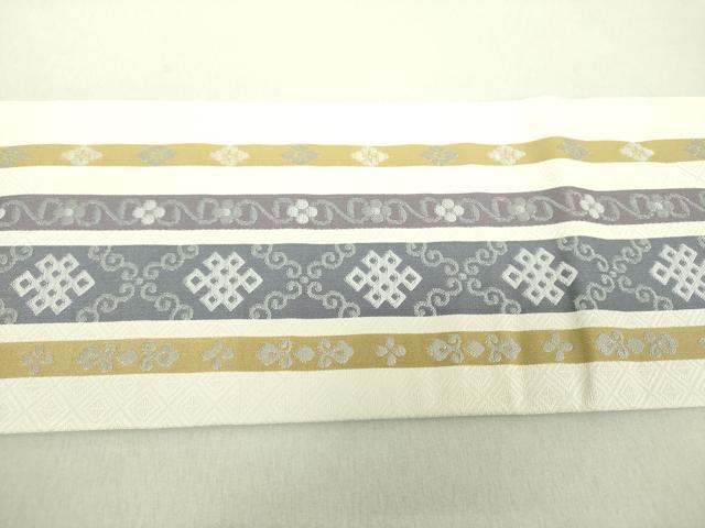 平和屋着物●九寸名古屋帯 花菱間道 正絹 逸品 未使用 DAAV6459ps