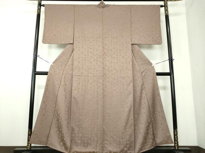 平和屋着物●上質な色無地 霞地紋 煤竹色 正絹 逸品 DAAV6468ps