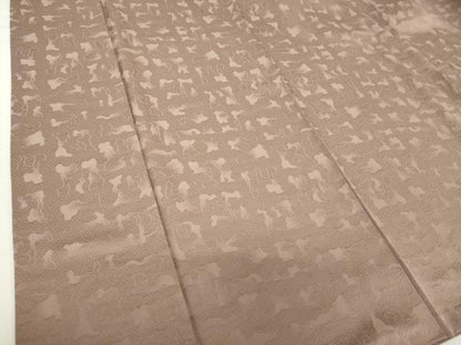 平和屋着物●上質な色無地 霞地紋 煤竹色 正絹 逸品 DAAV6468ps