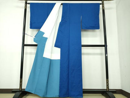 平和屋着物●安藤松岳監修 色無地 草花地紋 瑠璃紺色 正絹 逸品 未使用 DAAV6483ps