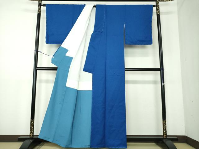平和屋着物●安藤松岳監修 色無地 草花地紋 瑠璃紺色 正絹 逸品 未使用 DAAV6483ps
