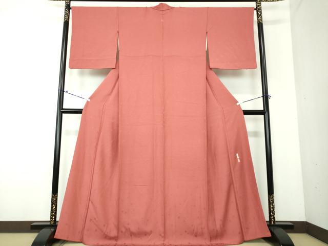 平和屋着物●上質な色無地　紅彩草木染　舞花地紋　蘇芳香色　正絹　逸品　DAAV6484ps