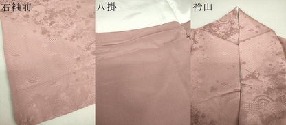 平和屋着物●上質な色無地　霞青海波地紋　紅藤色　正絹　逸品　DAAV6490ps