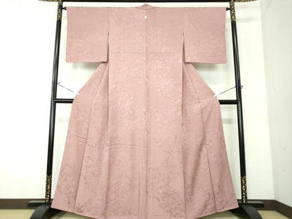平和屋着物●上質な色無地　霞青海波地紋　紅藤色　正絹　逸品　DAAV6490ps