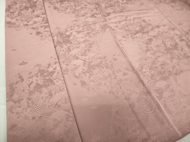 平和屋着物●上質な色無地　霞青海波地紋　紅藤色　正絹　逸品　DAAV6490ps