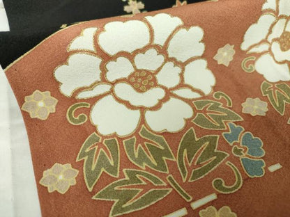 平和屋着物▽豪華黒留袖　単衣　駒刺繍　鳳凰花文　金彩　正絹　逸品　DAAQ4544psm