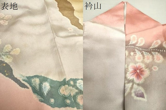 平和屋着物●越後十日町の一流染匠　桐屋・翠山工房　振袖　絞り　辻が花　金通し地　正絹　逸品　DAAV6497ps