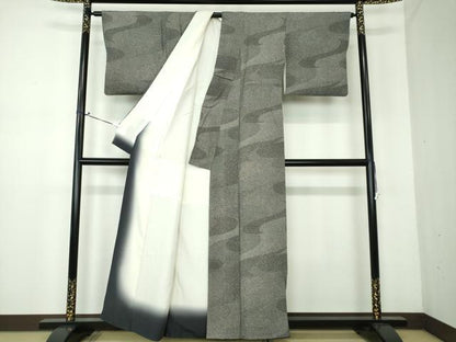 平和屋着物●江戸小紋 道長吉祥花文 黒地 正絹 逸品 DAAV6506ps