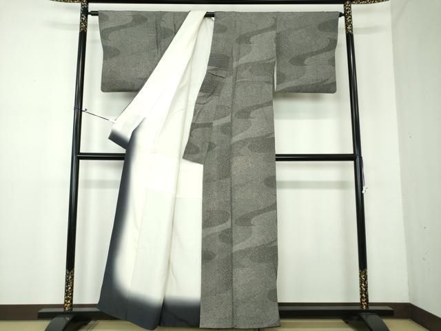平和屋着物●江戸小紋 道長吉祥花文 黒地 正絹 逸品 DAAV6506ps