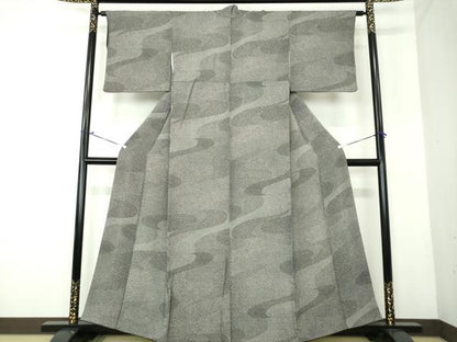 平和屋着物●江戸小紋 道長吉祥花文 黒地 正絹 逸品 DAAV6506ps