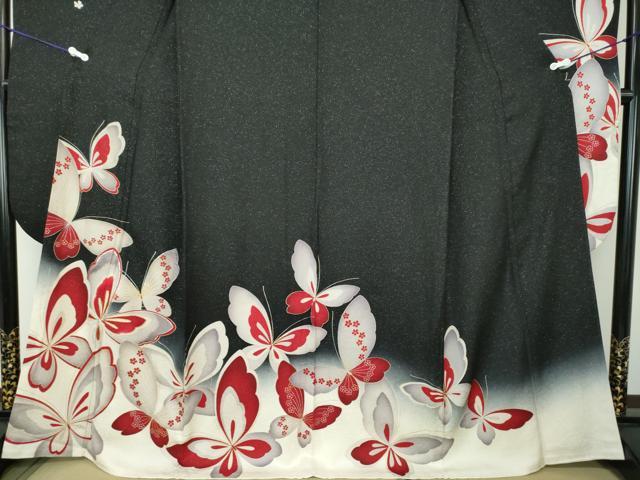 平和屋着物●豪華振袖　刺繍　舞蝶文　暈し染め　金糸　銀通し地　正絹　逸品　DAAV6509ps