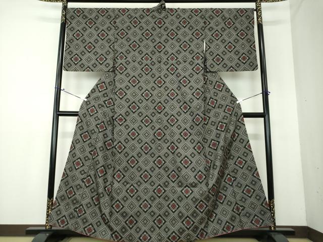 平和屋着物●本場大島紬　龍郷絣　花菱文　正絹　逸品　DAAV6515ps